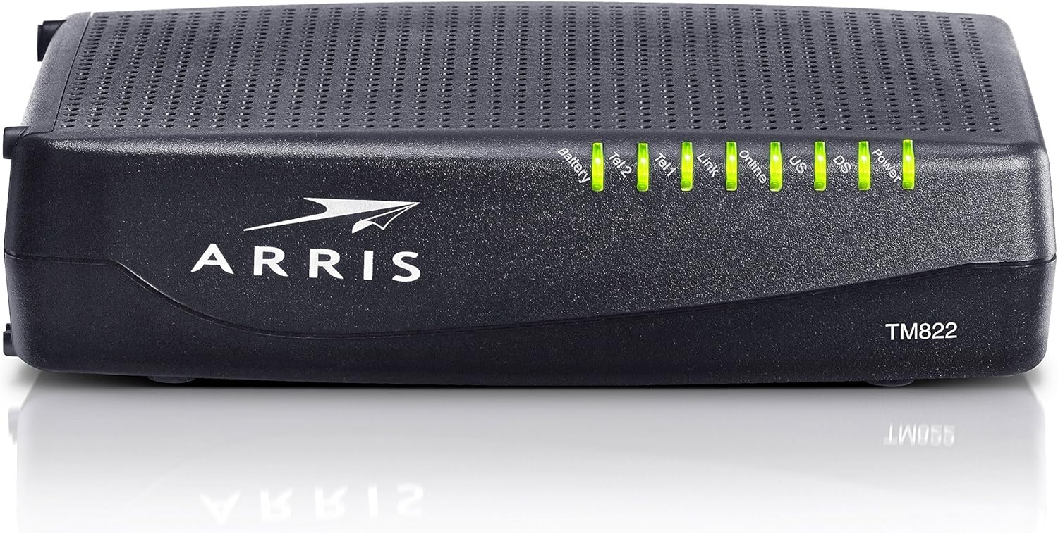 ARRIS SURFboard (8x4) DOCSIS 3.0 Cable Modem, 343 Mbps Max Speed, Xfinity Telephone Capable for 2 Lines, Certified for Comcast Xfinity Only (TM822G)