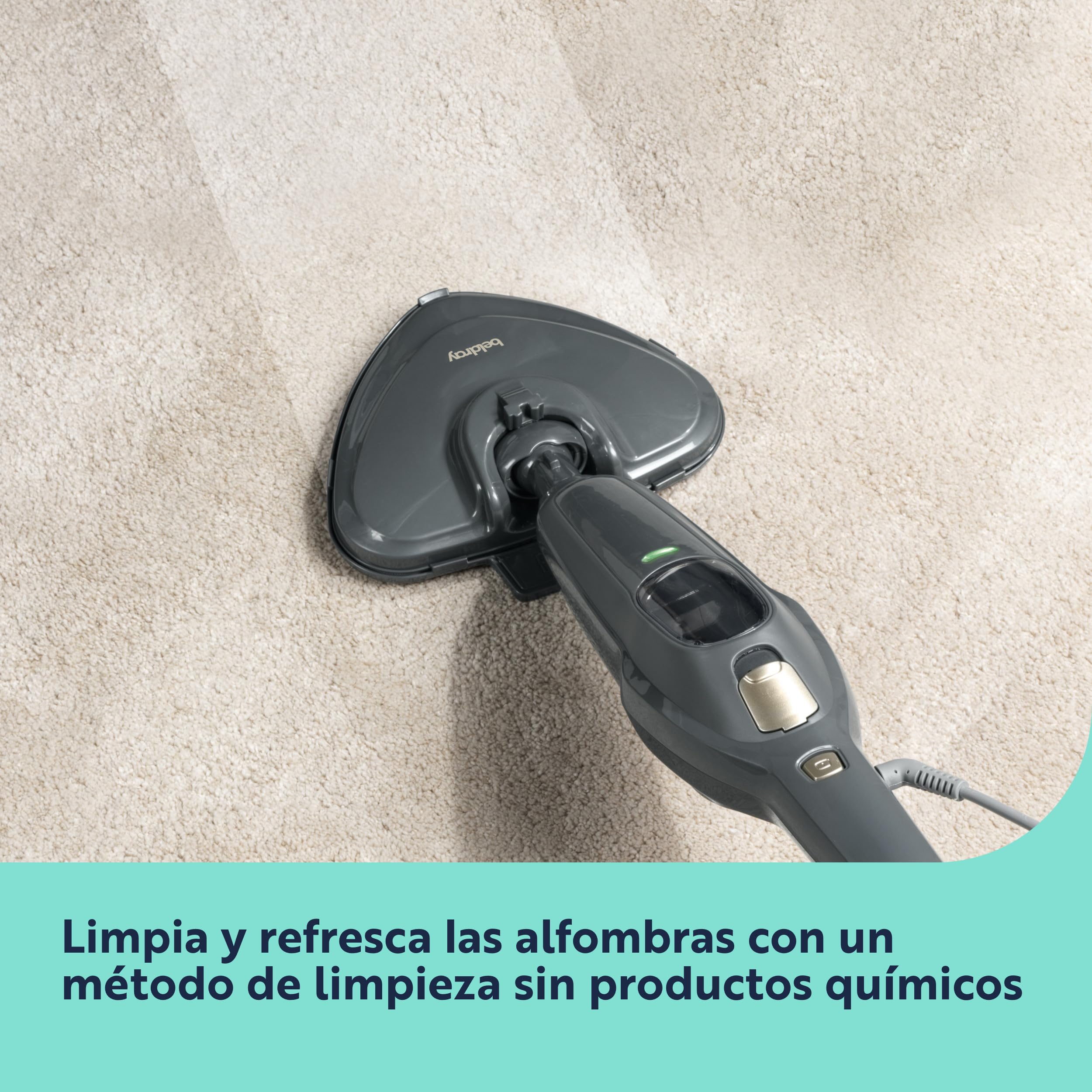 Beldray Limpiador a Vapor Clean & Refresh - Escoba de Vapor, Limpieza Sin Químicos, Calentamiento Rápido, Depósito de Agua 350 ml, Alfombras, Laminados, Madera, 1300W