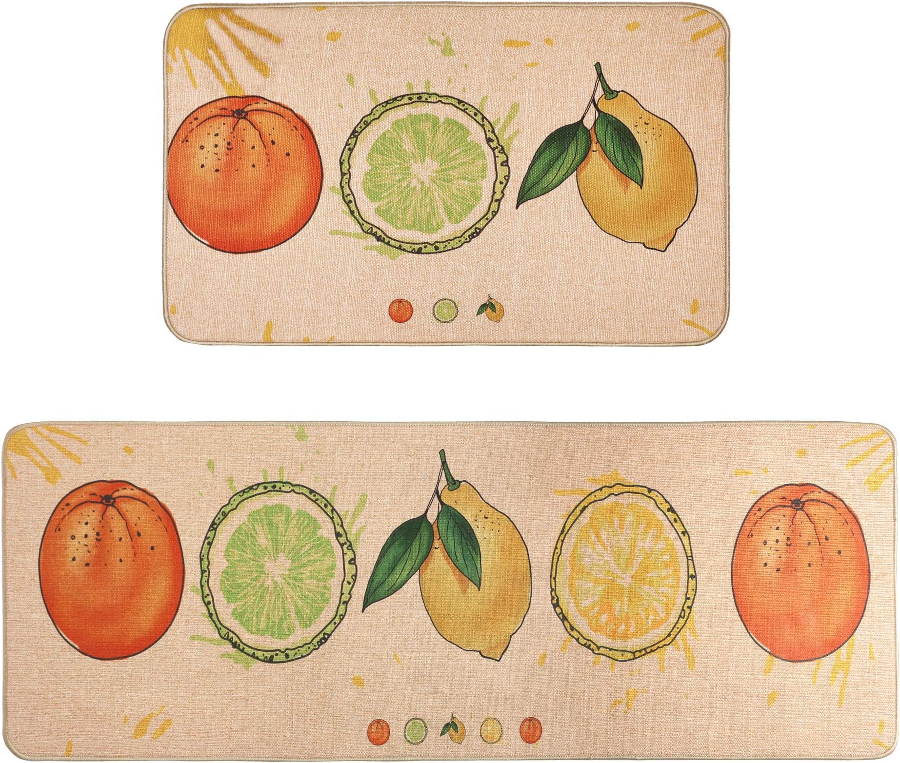 Homcomoda Cushioned Kitchen Rugs Set of 2 Anti-Fatigue Microfiber Non-Slip Kitchen Floor Mats Heavy Duty Standing Mats Washable Comfort Doormats Bathroom (17.7โ x 29.5โ + 17.7โ x 47โ)