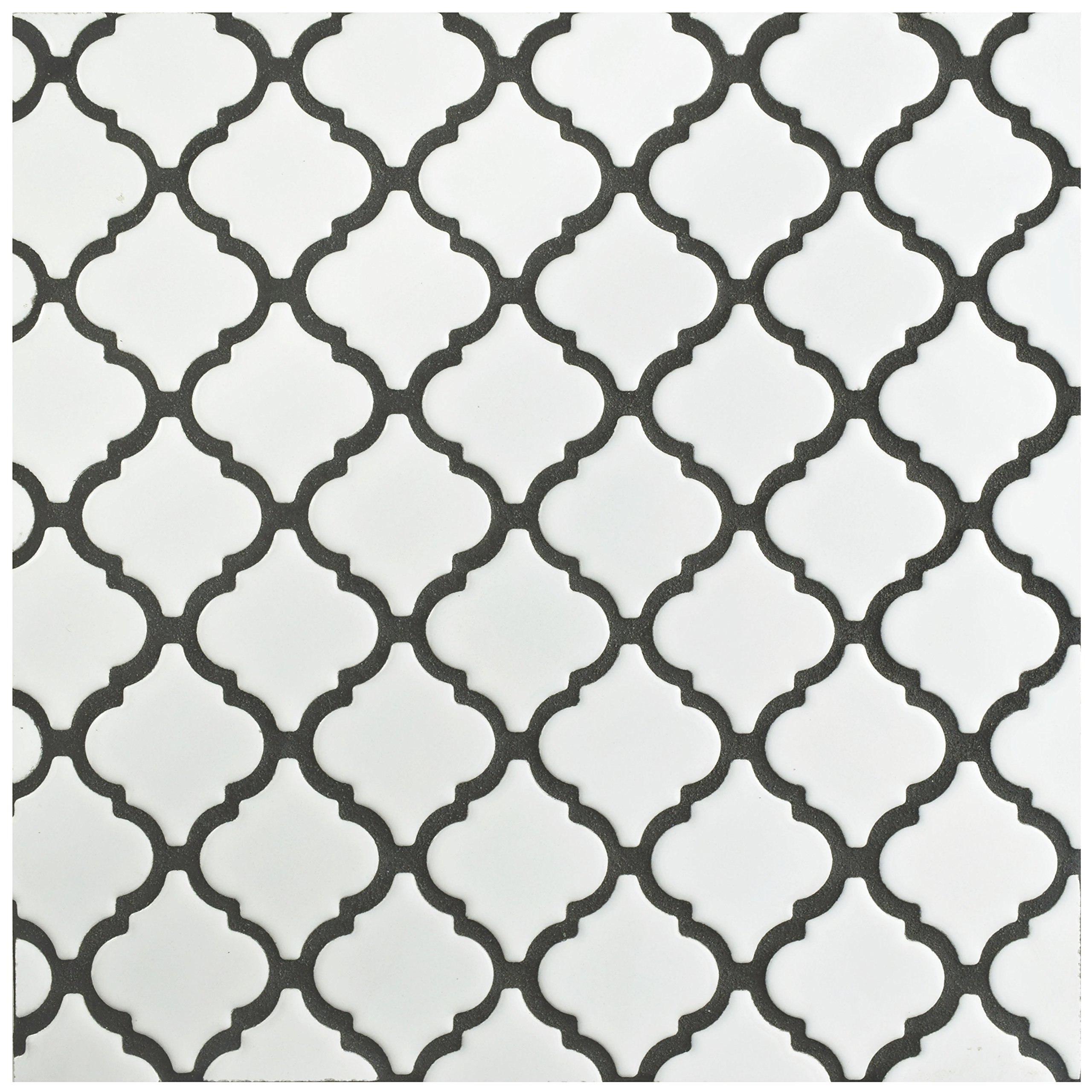 Merola Tile Hudson Tangier - Azulejo de porcelana blanca brillante de 12-3/8 x 12-3/8 pulgadas