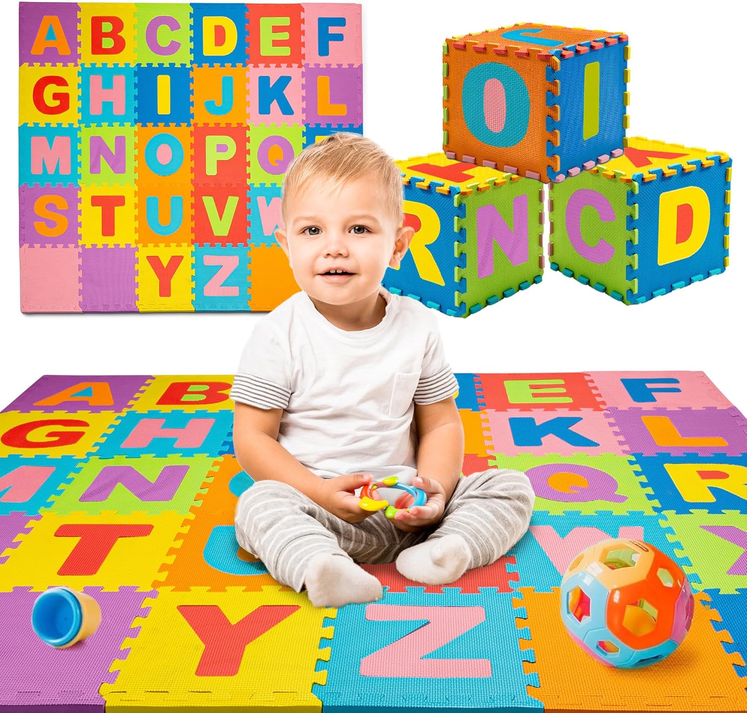 Similar product TOYVELT Foam Puzzle Floor Mat for Kids 12x12-30 Interlocking Play Mat Tiles with Colors, Alphabet, ABC - Educational Large Puzzle Foam Floor Tiles for Crawling, Exercise, Playroom, Play Area 1 Pack Alphabet