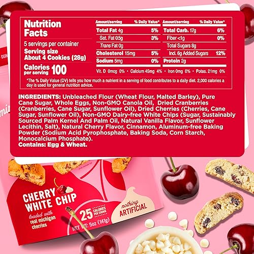 Miniatura 2 de Cooper Street Galletas italianas Biscotti – Galletas de galletas estilo biscotti dos veces horneadas en delicioso sabor a trozos blancos de cereza,