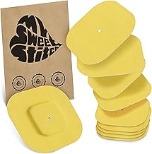 MySweetStitch – 10–25× Simple square patch, overpatch 70 mm, gentle on the skin, waterproof and breathable (Yellow, 10)