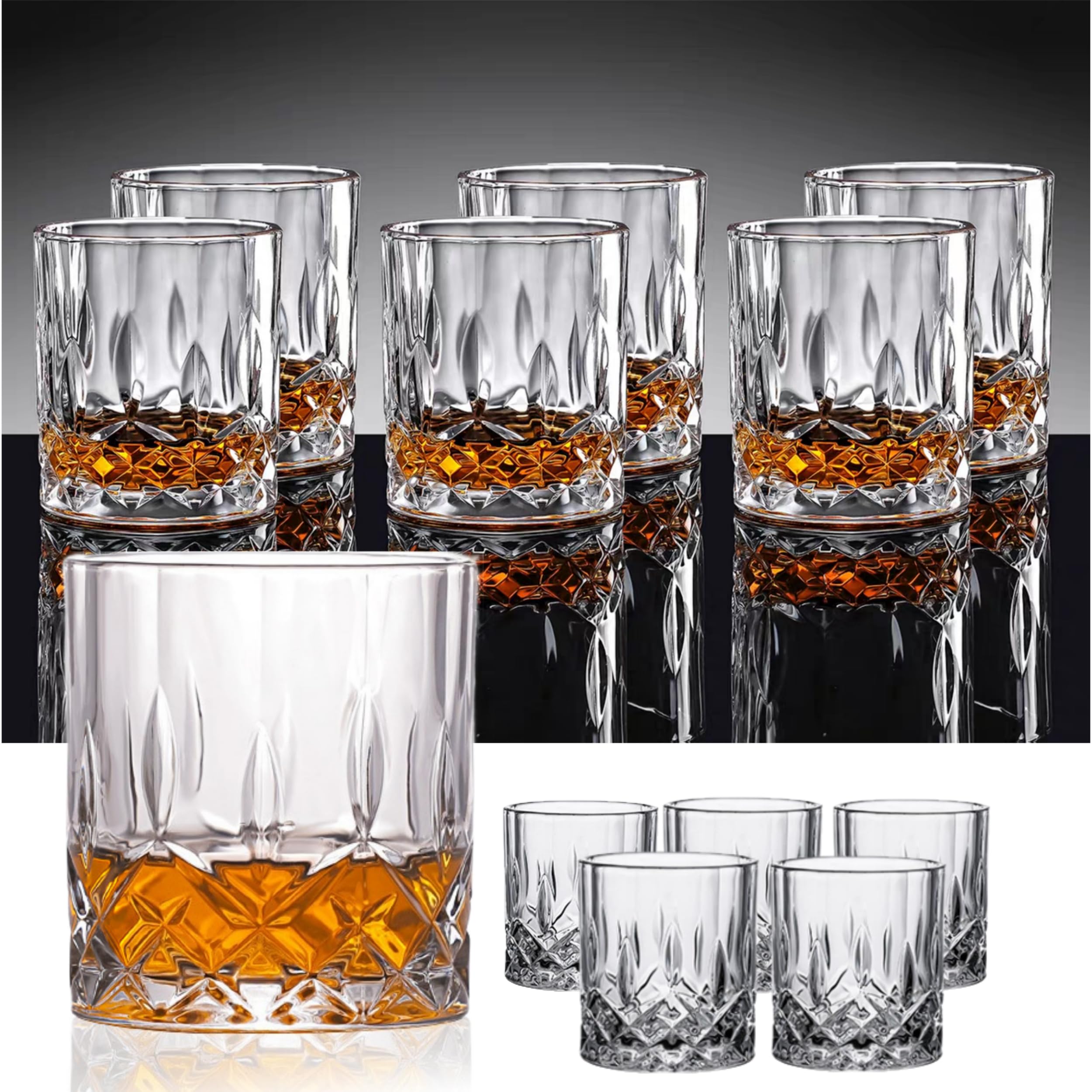 Whisky Gläser Set 6 Stück Whiskygläser Geschenke Spülmaschinenfest, 210ml Crystal Glass, Whisky-Geschenk (6 Stück Transparent RCS006)