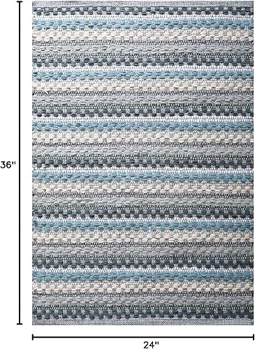 Miniatura 3 de Alfombra de baño de felpilla de 24 x 36 pulgadas, 100% algodón, suave, absorbente y lavable a máquina, color aguamarina