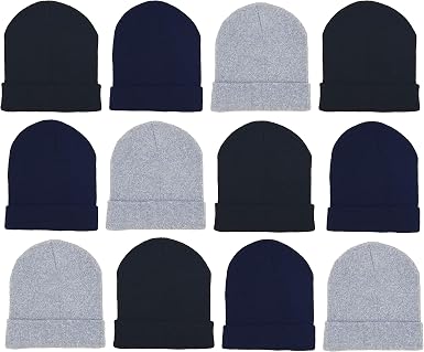 48 Pack Winter Beanies, Bulk Cold 