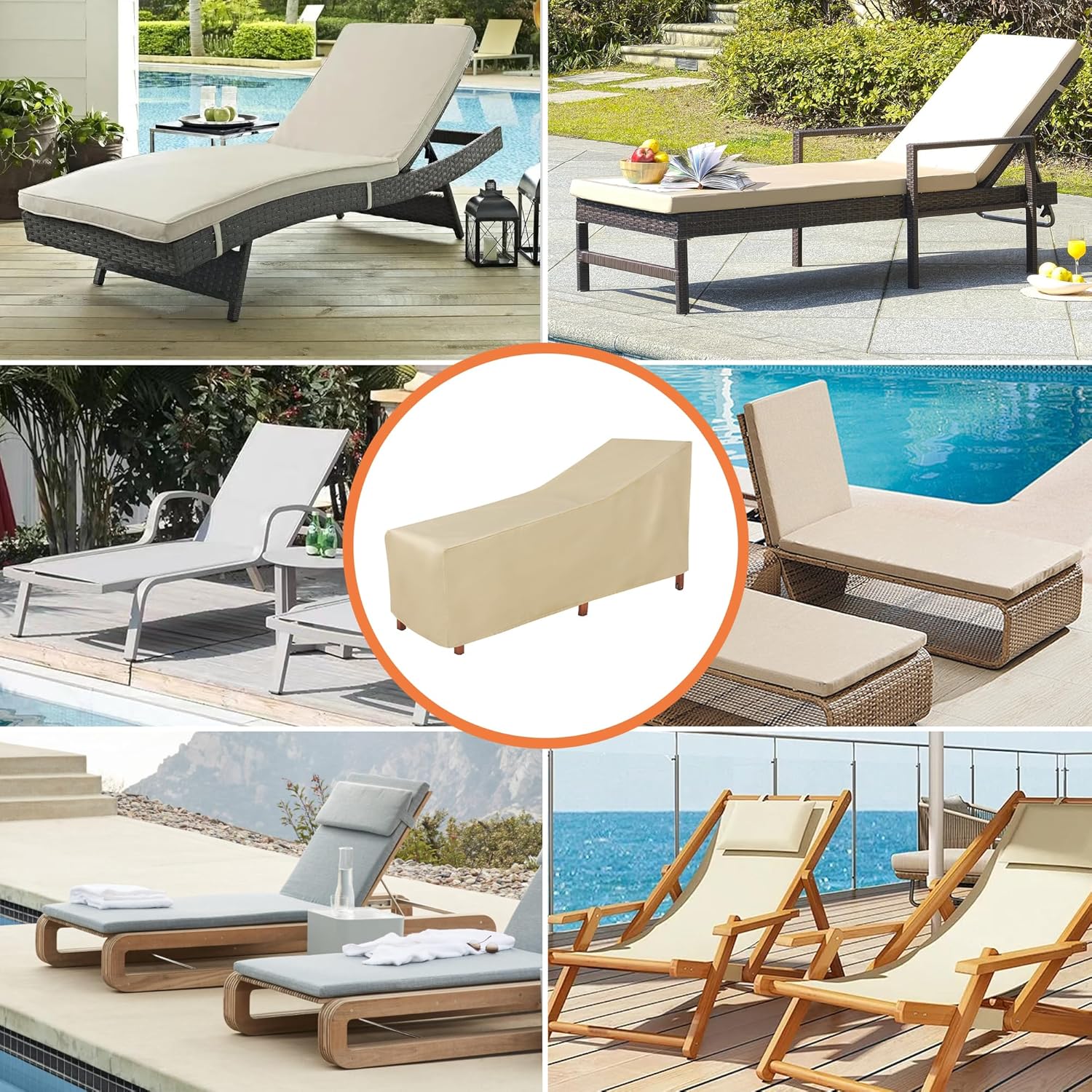 Patio Chaise Lounge Cover, Waterproof Lounge Chair Covers, Heavy Duty Patio Furniture Covers for Outside, Pool， Lounge Chair, Lawn Bench Furniture 76Lx28Wx30H inch