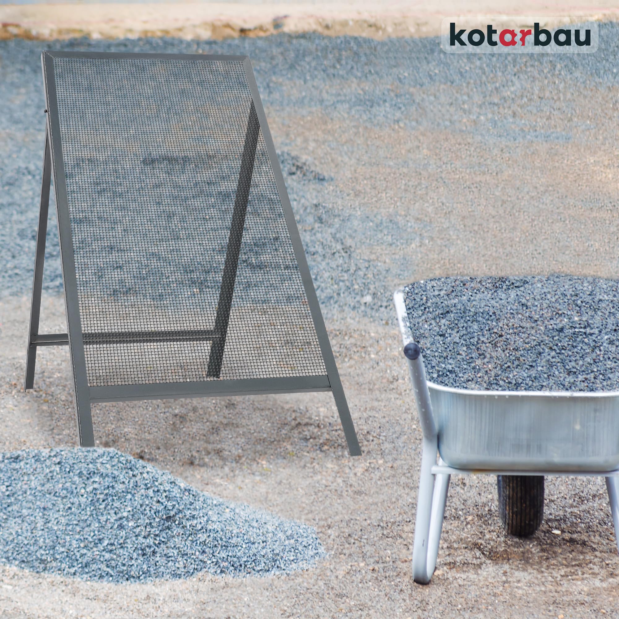 Setaccio da Giardino KOTARBAU 6x6 mm Acciaio 60x120 cm Grigio Supporto Regolabile