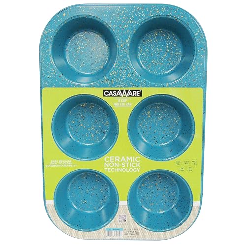 casaWare Toaster Oven 6 Cup Muffin Pan (Blue Granite)