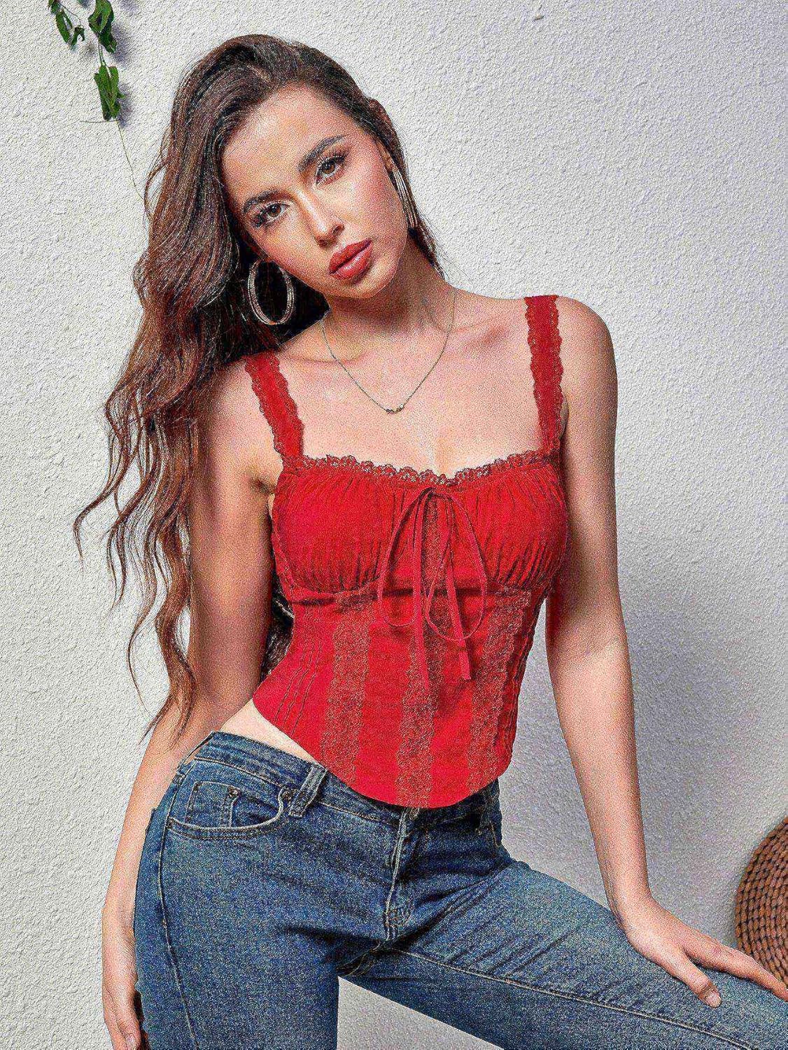 KUTUMAI Lace Corset Top Y2K Cute Square Neck Bustier Going Out Tank Crop Tops for Women Trendy Summer - Image 3