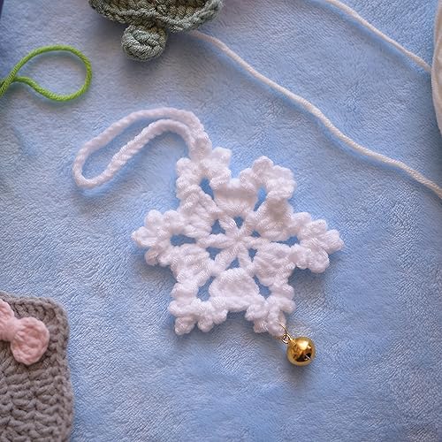 Adornos de copo de nieve de ganchillo (4 unidades), decoración de árbol de Navidad, adorno colgante de pared para decoración del hogar