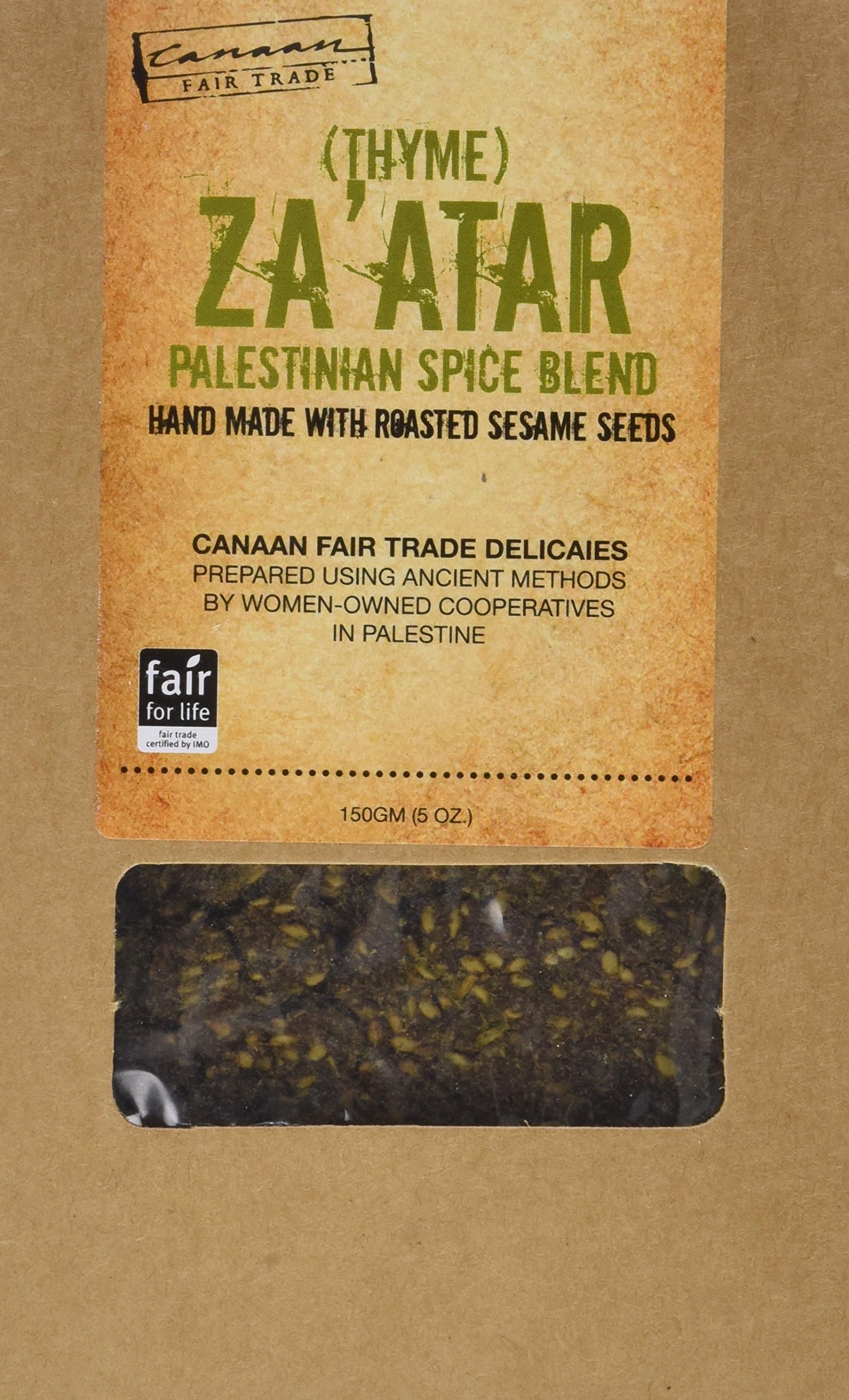 Organic Palestinian Thyme Za'atar Spice Blend with Roasted Sesame Seeds Fair Trade Set of 2 150 g 5 oz each