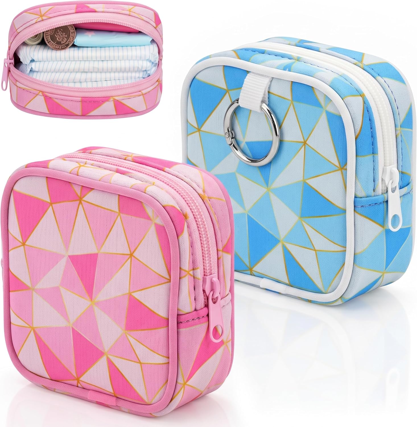 2 Pcs Period Bag Sanitary Napkin Storage Bag with Snap Hook