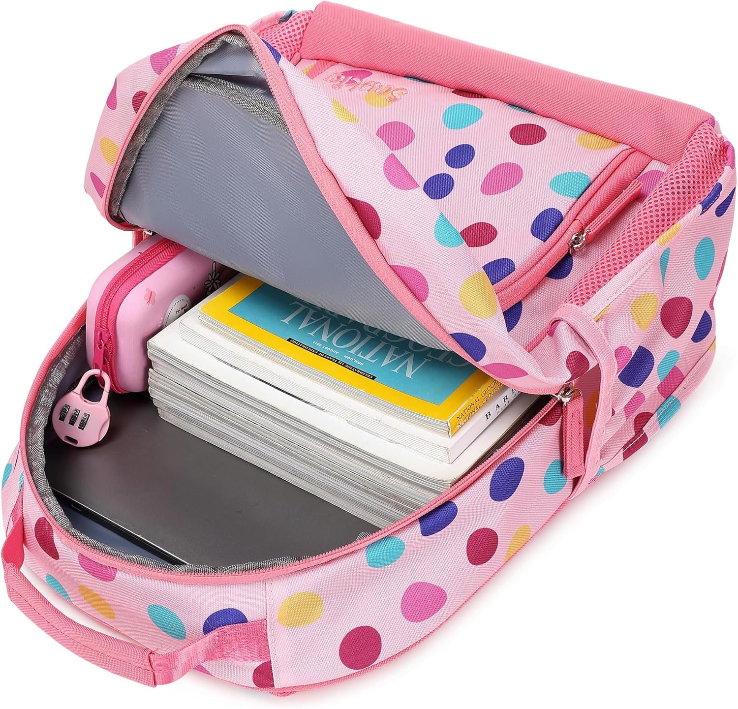 Cute Polka Dot Backpack for School Bookbag Kids Kindergarten Elementary Backpacks for Girls ages 6-8-10 (Colorful Polka Dot) - Image 7