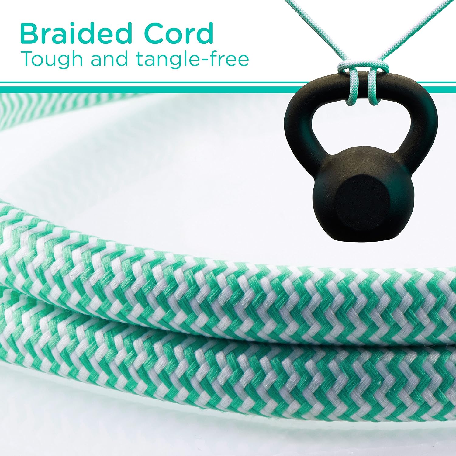 Cordinate 6-Outlet Surge Protector, Power Strip, Flat Plug, Braided Cord, Decorative, 3 ft Power Cord, Wall Mount, Tangle-Free, Warranty, Green, 41640