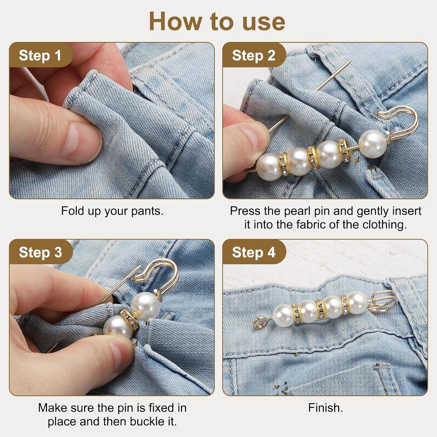 MECCANIXITY Pearl Brooch Pins, Decorative Safety Pin Brooch Fashion Sweater Shawl Crystal Clip for Collar Dress Shirt Clothing Accessories for Women