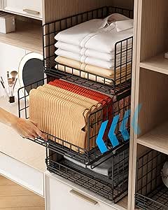 UMDONX 6 Pack Pull out Wardrobe Storage Organiser Drawer Stackable ...