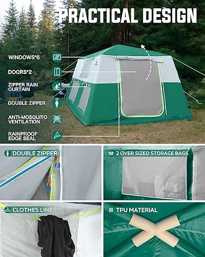 Miniatura 4 de Tiendas inflables de 14.1 x 6.5 x 9 pies para campamento, tienda de campaña portátil para 6810 personas, impermeable, resistente al viento, fácil