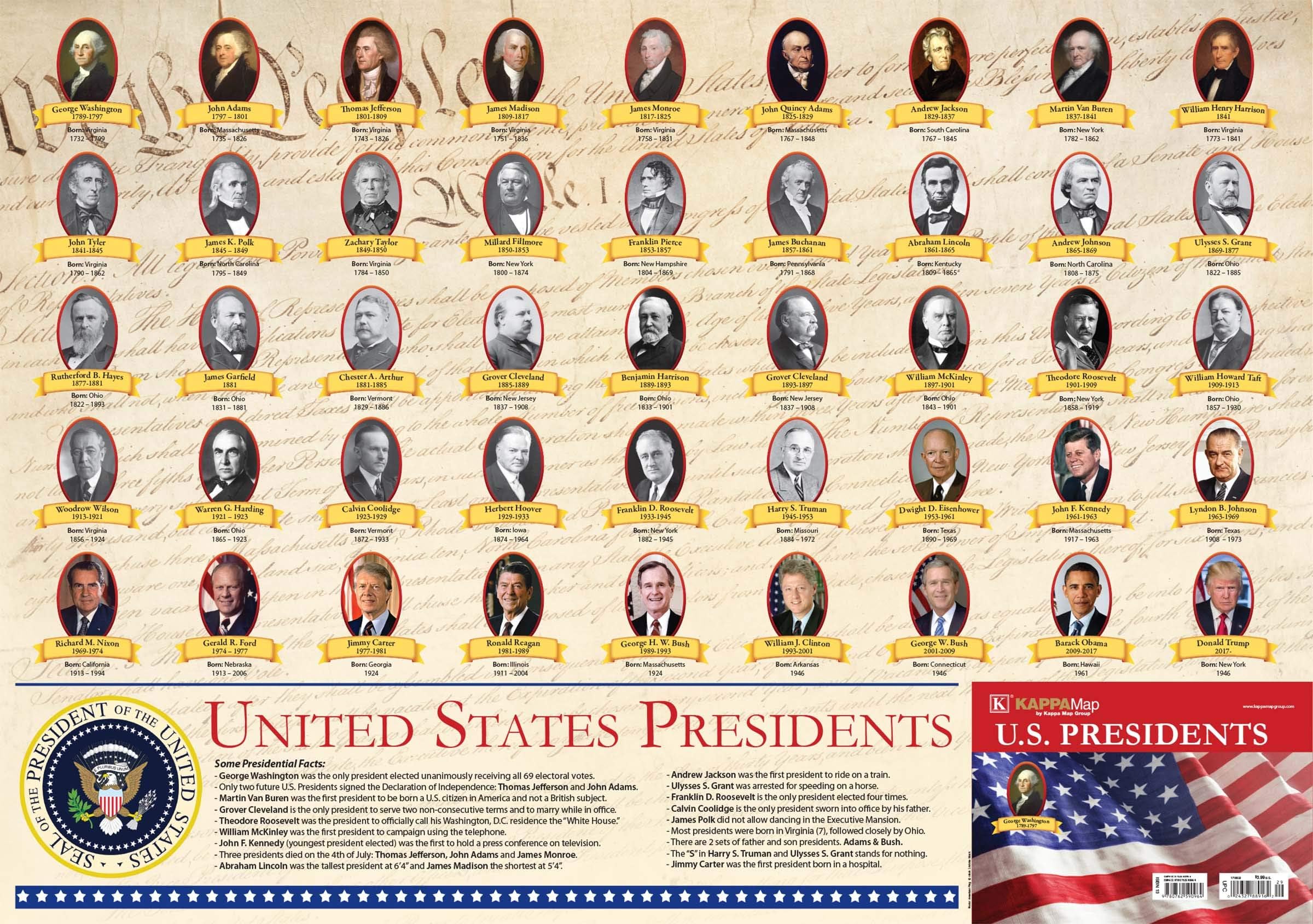 US President's Reference Poster Map – January 23, 2017