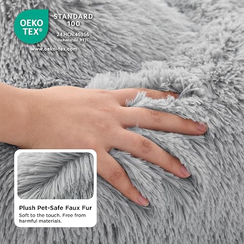 Bedsure Calming Cat Donut Bed Fluffy Pet Bed for Small Dogs, 60x60cm - 4
