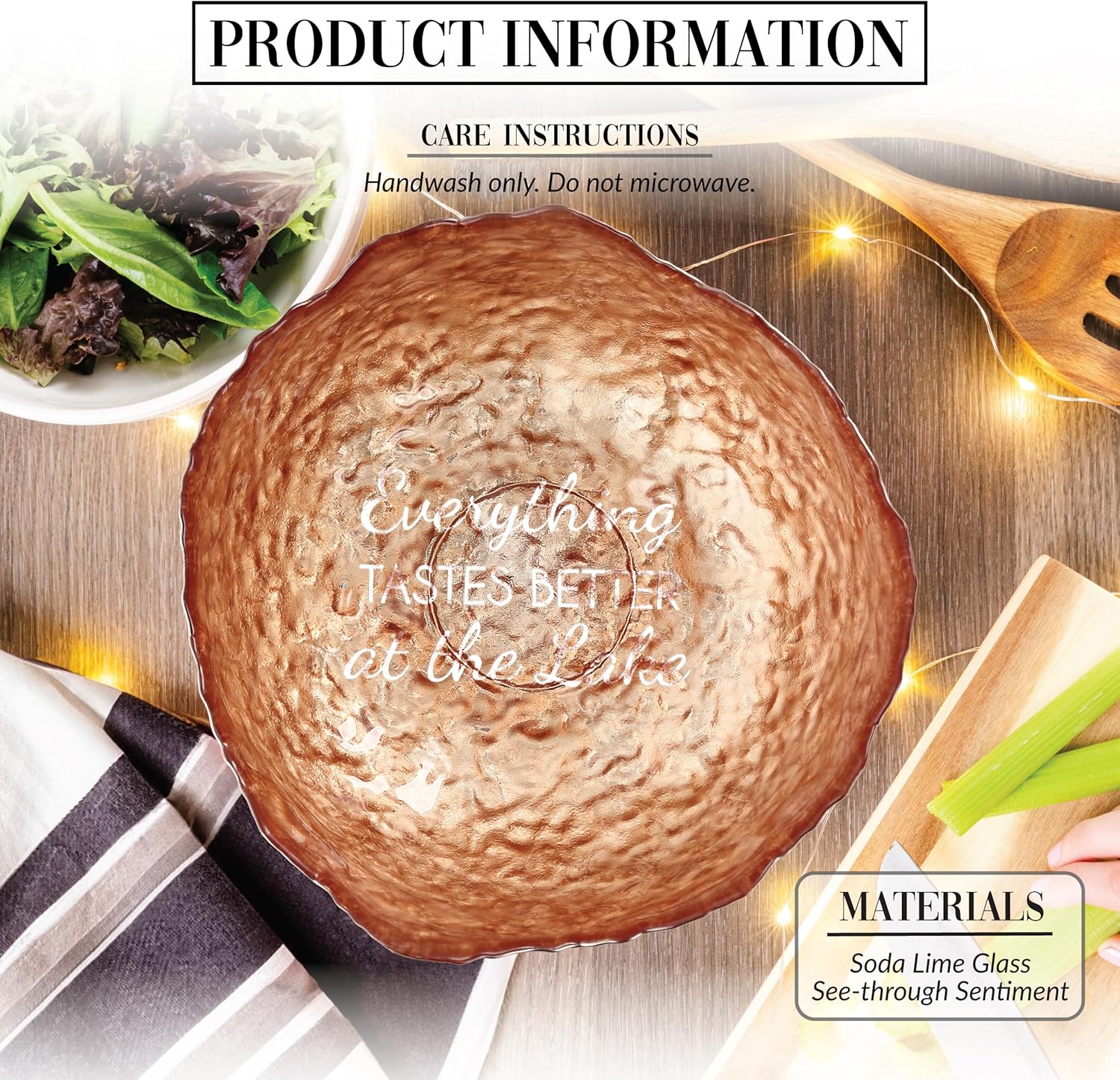 Pavilion - Everything Tastes Better At The Lake - 9.5" Bronze Serving Dish Tray Bowl Lakehouse Cottage Lake Front Kitchen Gift Housewarming Present