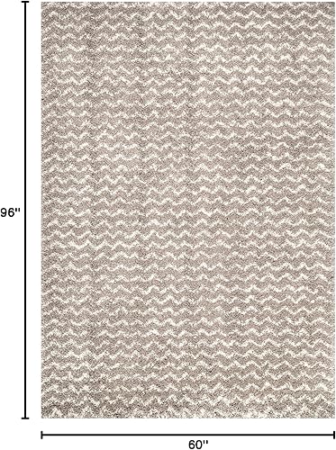Miniatura 2 de nuLOOM Cuellar Chevron Shag - Alfombra de área (5 x 8 pulgadas), color crema