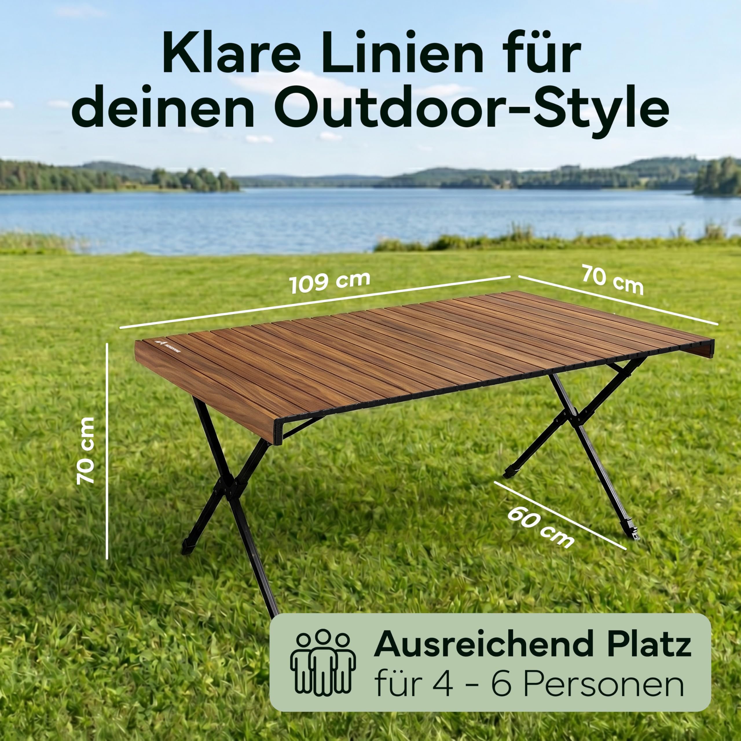 NORDPINE Campingtisch klappbar höhenverstellbar 45-68 cm – Faltbarer Outdoor Tisch & Picknicktisch aus Aluminium mit kleinem Packmaß – Wetterfester Gartentisch Klapptisch Camping mit Tragetasche