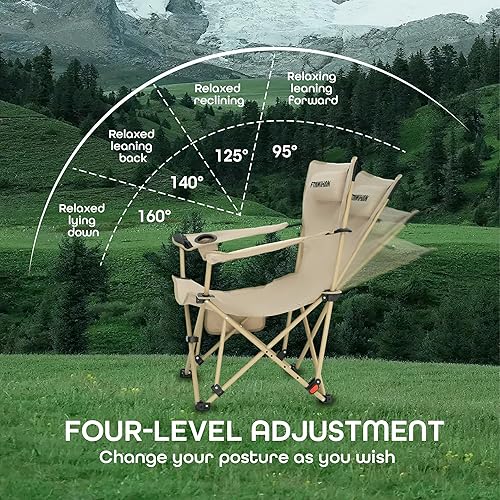 Miniatura 5 de Silla plegable de campamento de gran tamaño, sillas de campamento para adultos, silla de playa, sillas de césped plegables, silla XL, resistente,