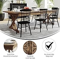 Vista 3 de Flash Furniture Hercules - Mesa de comedor plegable con patas en X, mesa rectangular de pino macizo de grado comercial para 10, 9 x 40 pulgadas