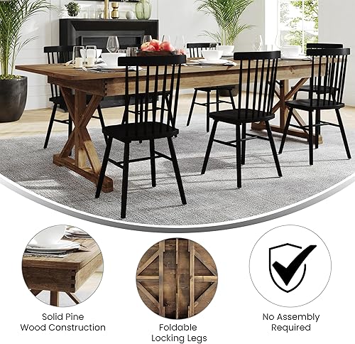 Miniatura 3 de Flash Furniture Hercules - Mesa de comedor plegable con patas en X, mesa rectangular de pino macizo de grado comercial para 10, 9 x 40 pulgadas