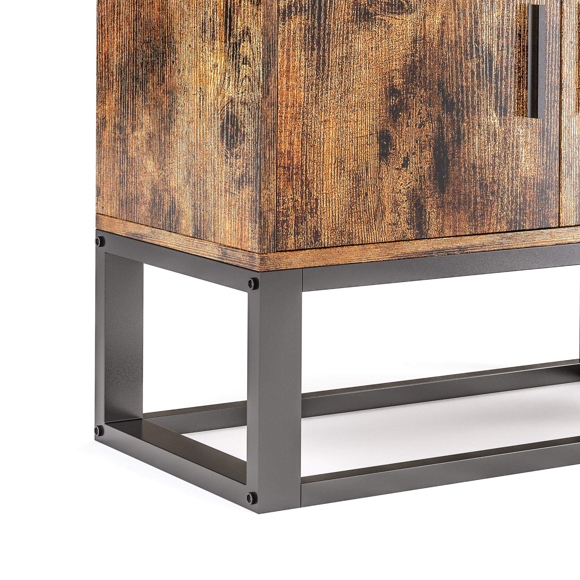 IRONCK Industrial Bookcase with Doors, Small Wood Bookcases and