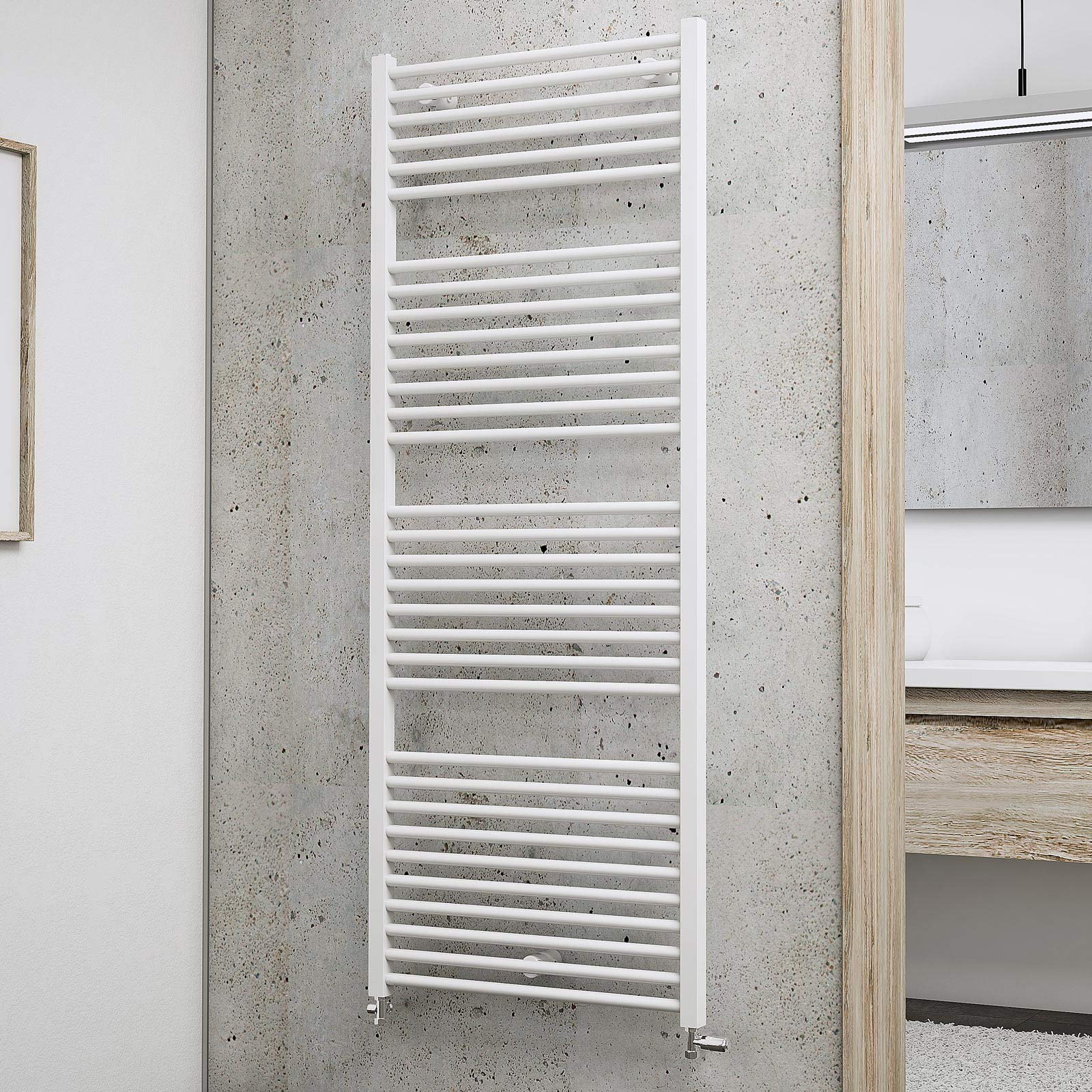 Schulte Turbo Bathroom Radiator installed in a modern bathroom