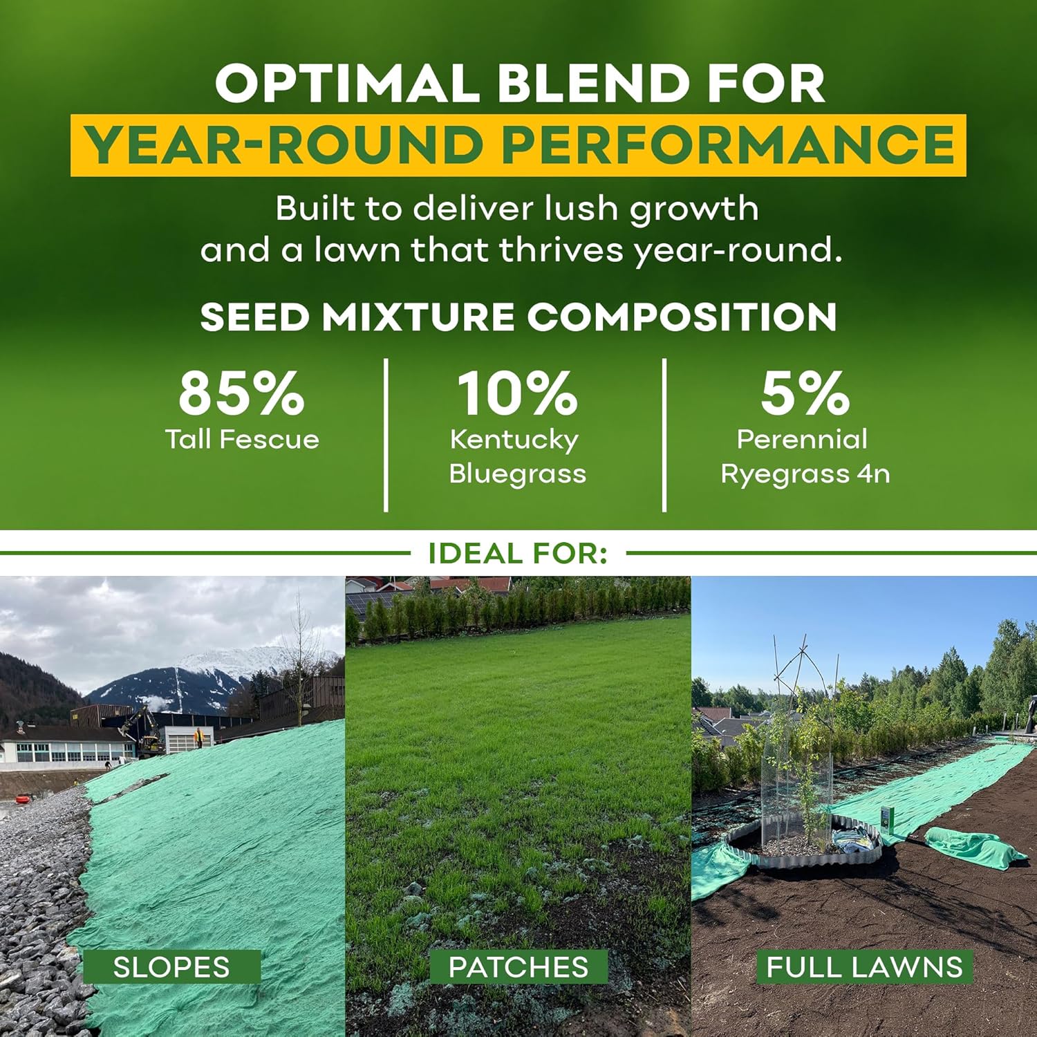 Petramax ReadyRoll Biodegradable Kentucky Grass Seed Mat for Southern Lawn (108 ft.) 3-in-1 Grass Seed Rolls w/Mulch & Fertilizer - Perennial Rye, Tall Fescue Blend - Heat Tolerant Lawn Repair Patch