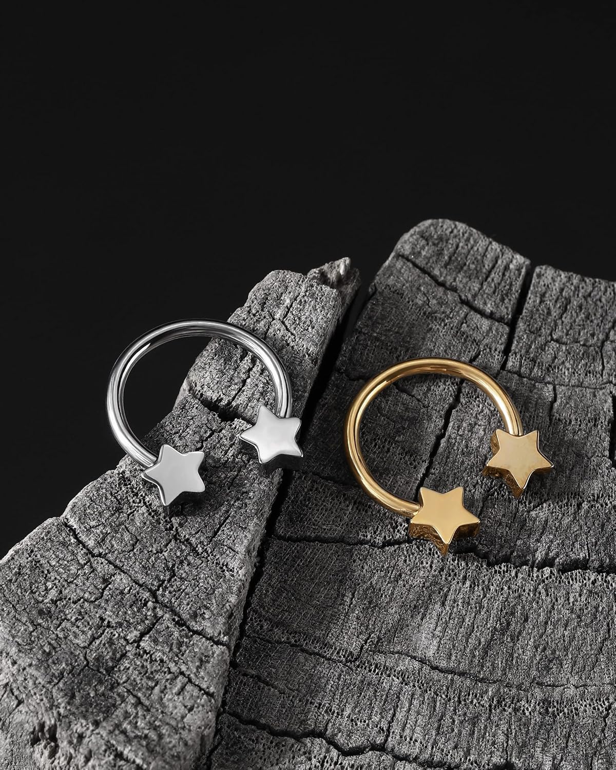 Jewseen G23 Titanium Star Septum Ring 16G Septum Piercing Jewelry Helix Piercing Jewelry Horseshoe Earrings Daith Earrings Tragus Earring Hoop Earring Cartilage Earring for Women Men