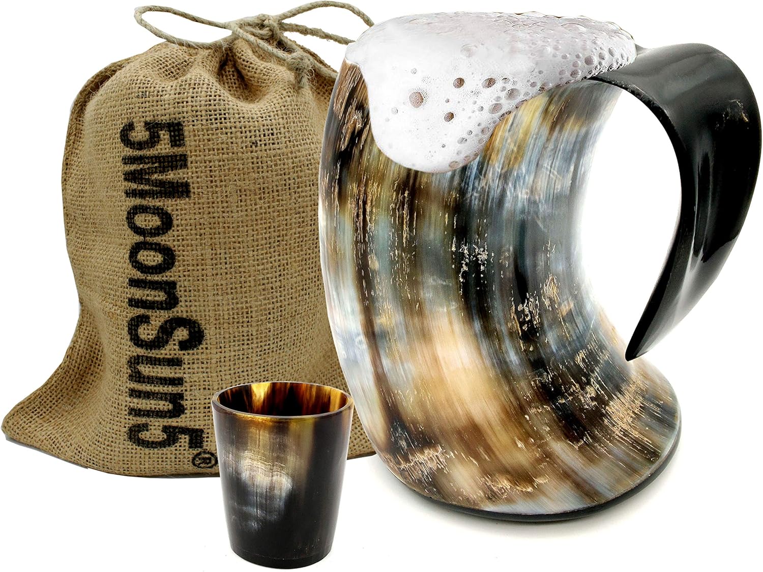 5MOONSUN5’s vikings Hand Made 50oz - Natural Finish Drinking Horn Tankard Large Ale Stein - A Perfect Present For Real Men (dhok-558)