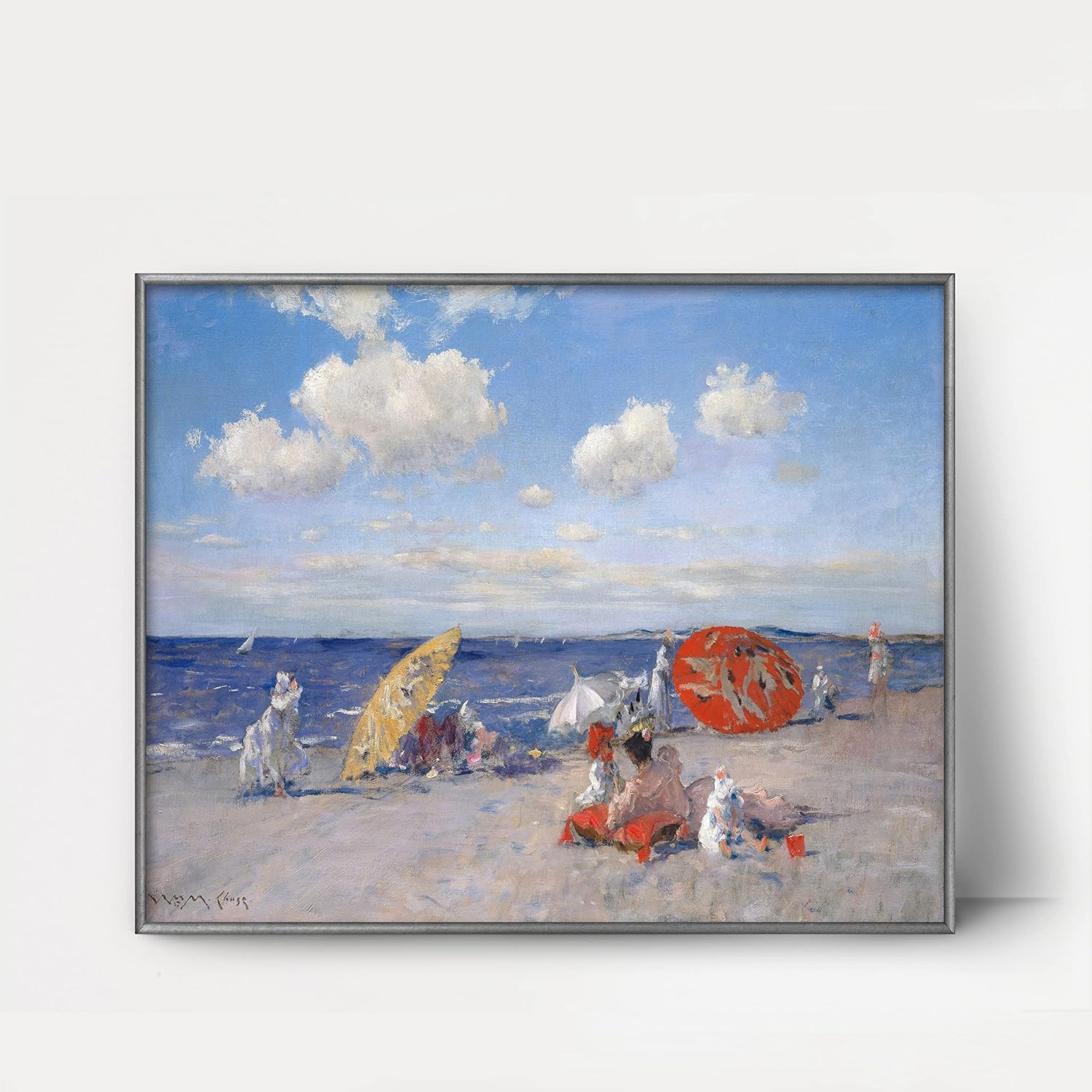 CLOUD NINE PRINTS | At the Seaside, Vintage Beach Print - Victorian Coastal Decor, Summer Landscape Wall Art, Windy Ocean Waves Art (11x14 Print - Unframed)