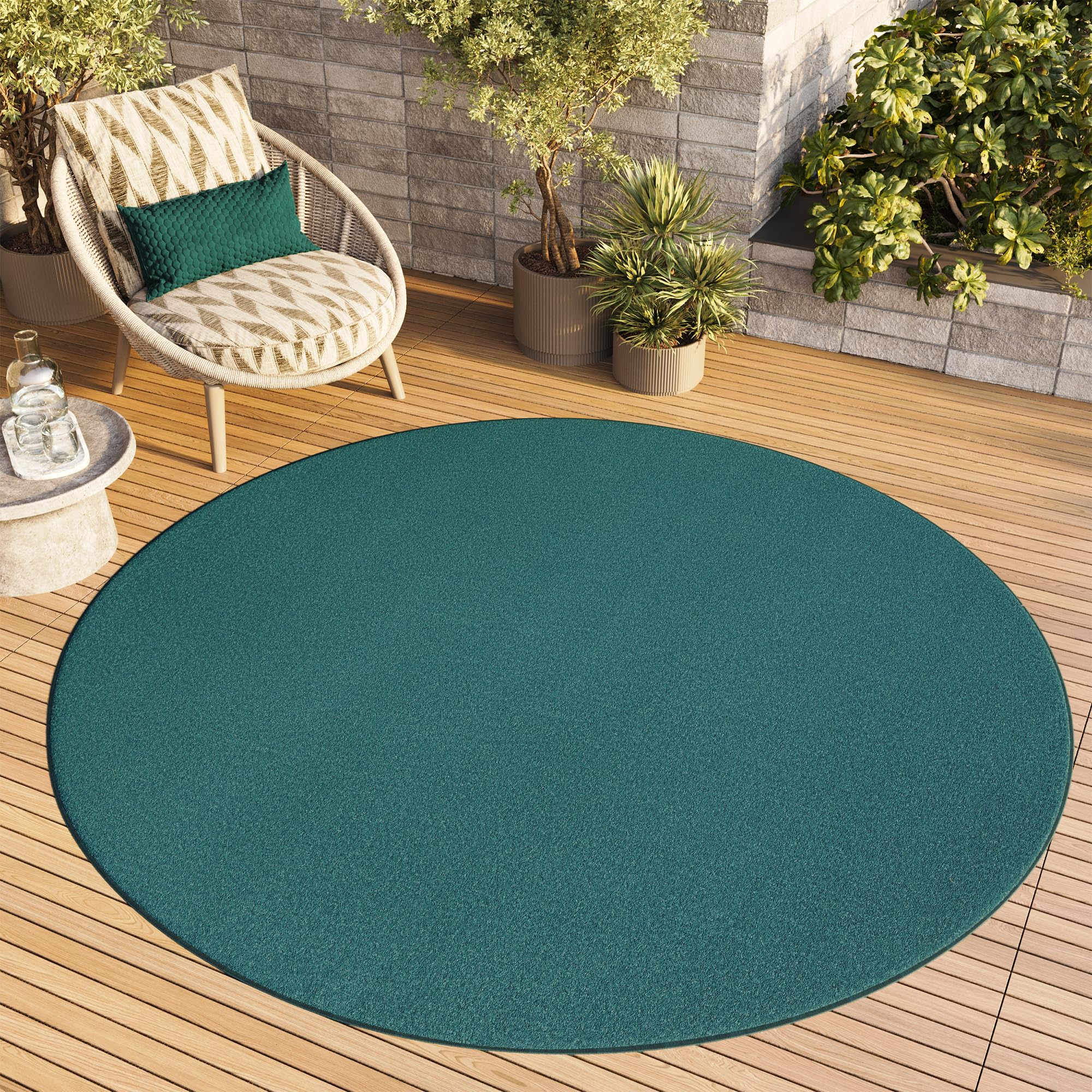 Tapis bleu foncé uni rond TAPISO 240x240 cm résistant poil court