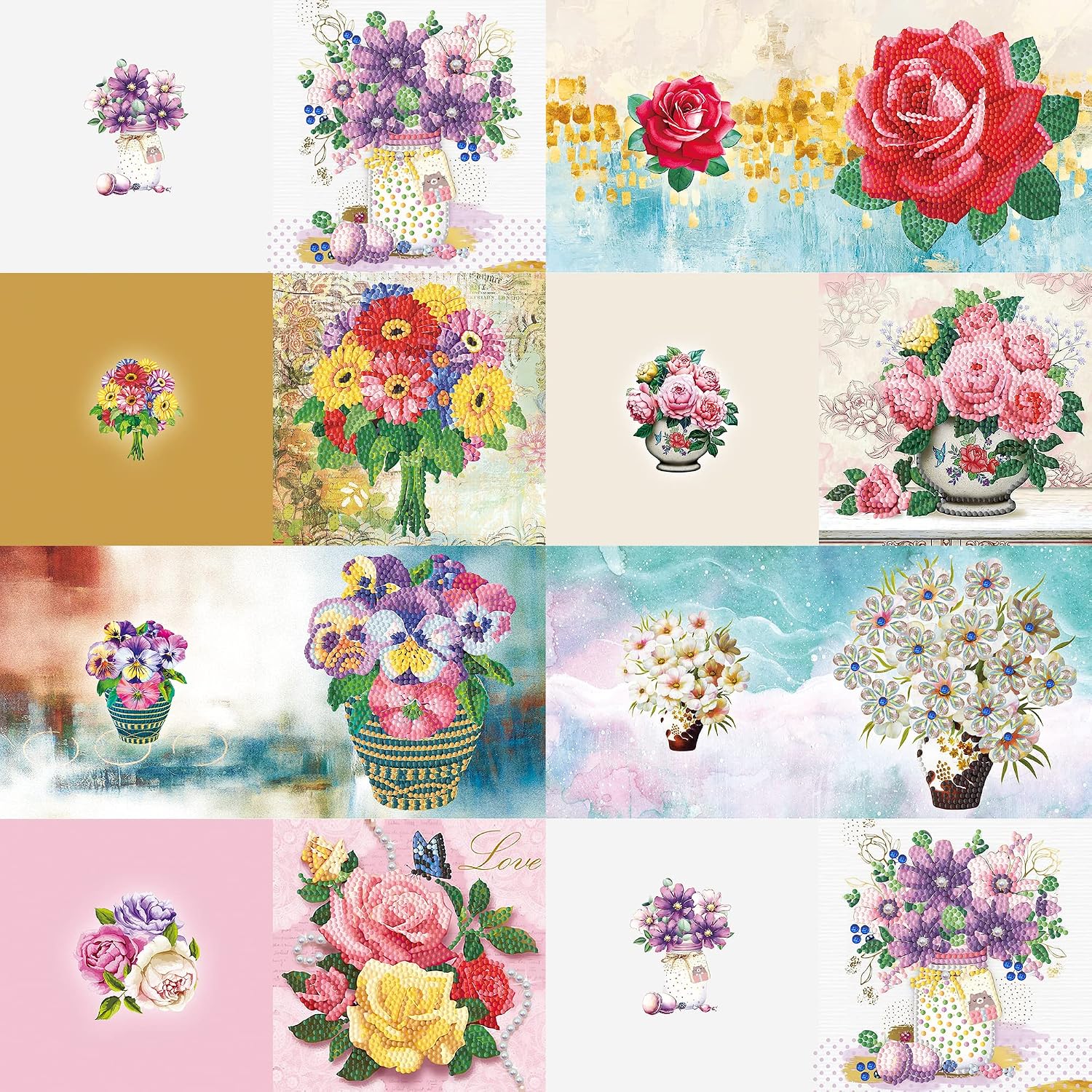 5D Diamond Painting Greeting Card Kit, DIY Rhinestone Christmas Birthday Thank You Card Making Set with Envelopes, Creative Arts and Crafts Gift for Women, Girls, Teens (DP069)