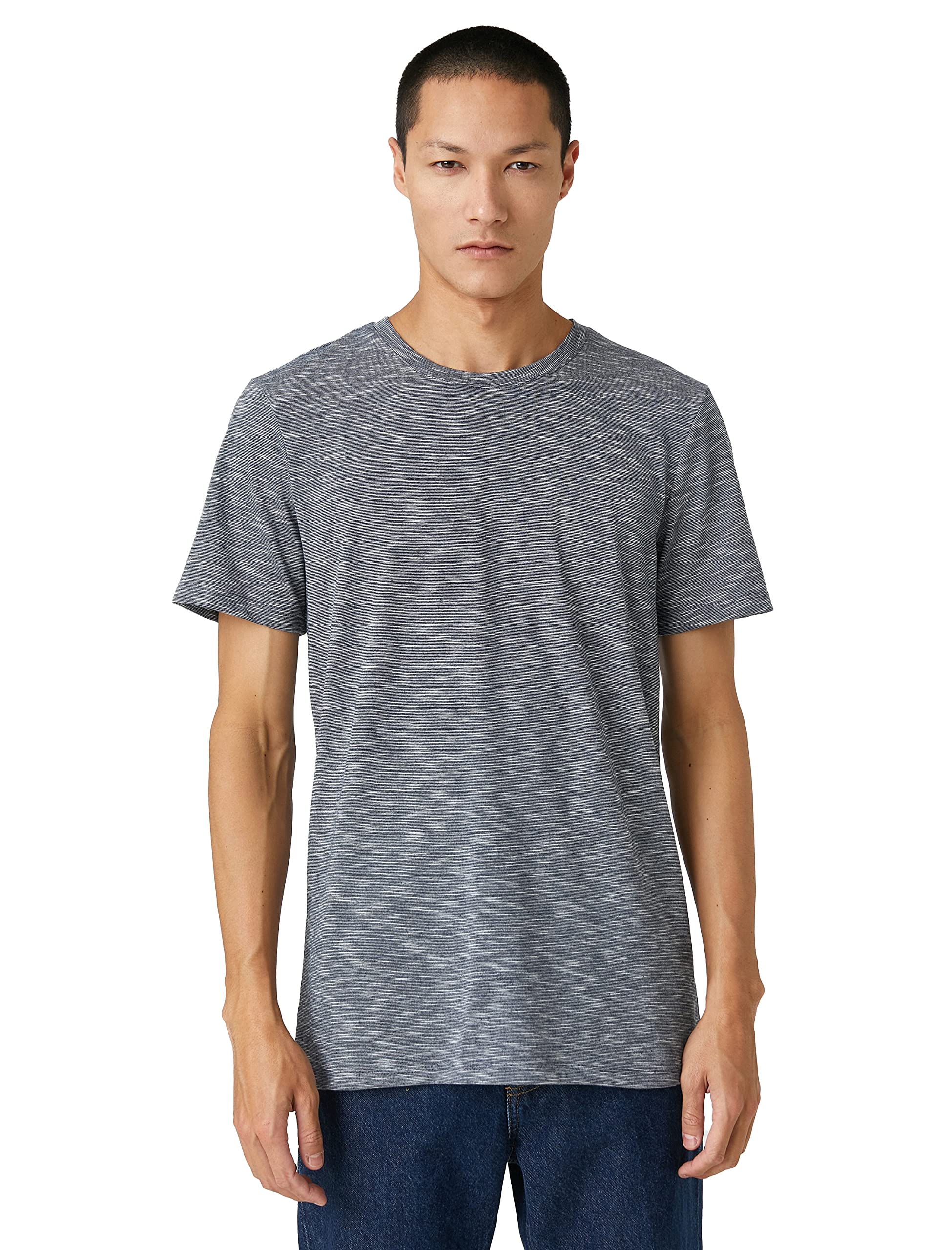 Basic Kırçıllı Tişört Bisiklet Yaka Slim Fit