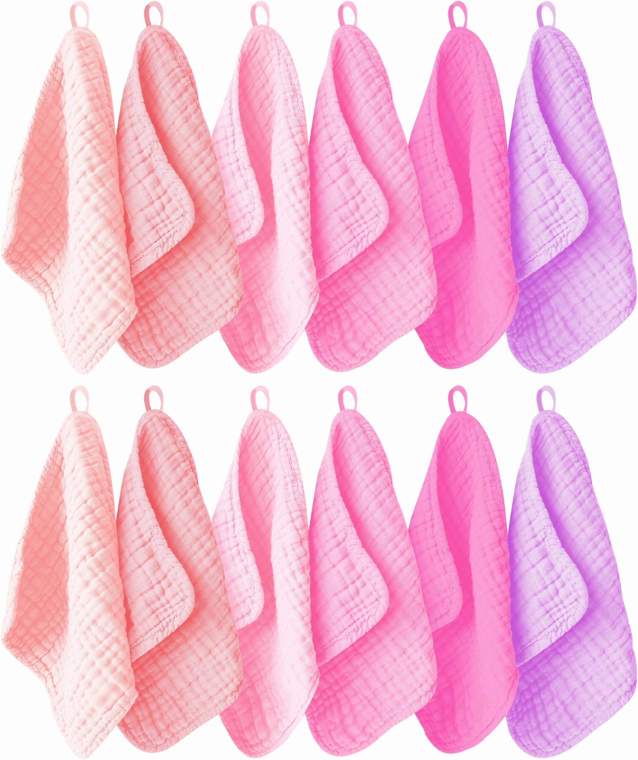 Pack of 12 Baby Muslin Cloths 12 x 12 Inches Pink Purple Sakura Series