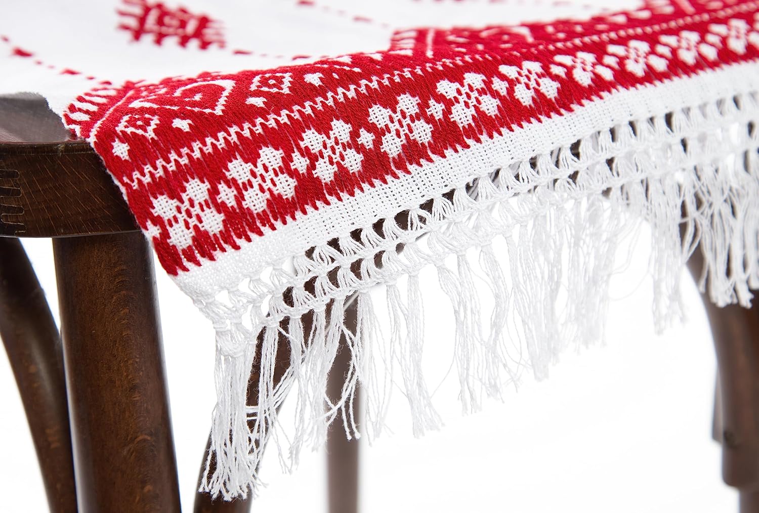 Ukrainian RUSHNYK Hand Embroidered Towel Red Slavic Wedding Decor 190 x 33 cm