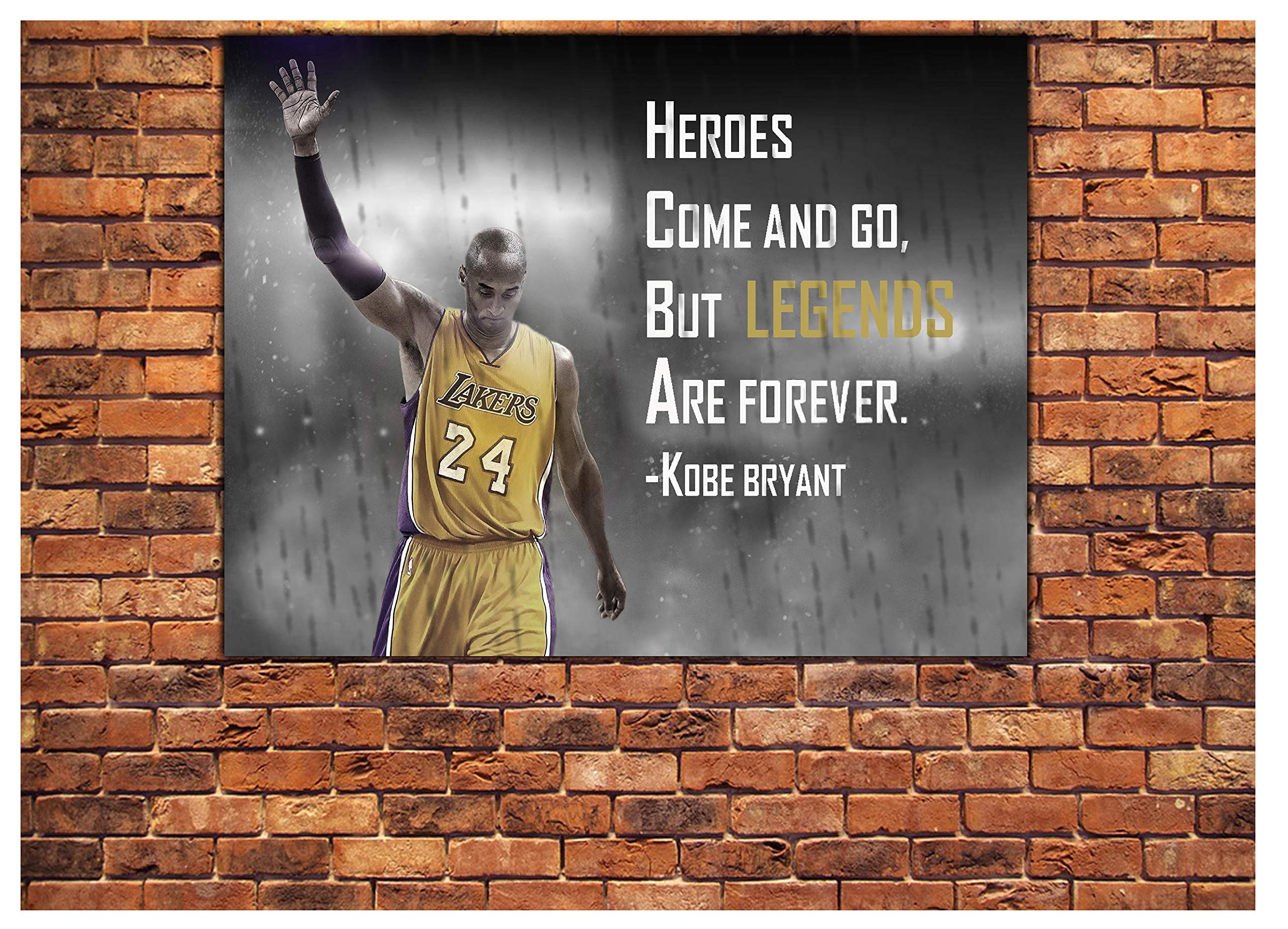 Kobe Bryant Stampa Su Tela Incorniciata – 30x20 Cm, Cornice In Legno Di Pino, Decorazione Murale Per Casa, Pronta Da Appendere