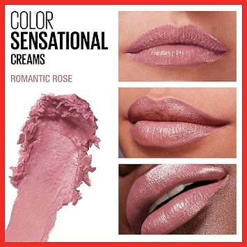 MAYBELLINE Color Sensational Lipstick Cream Hydrating Nude Lust Nude and Romantic Rose Pink, 1 Count Each