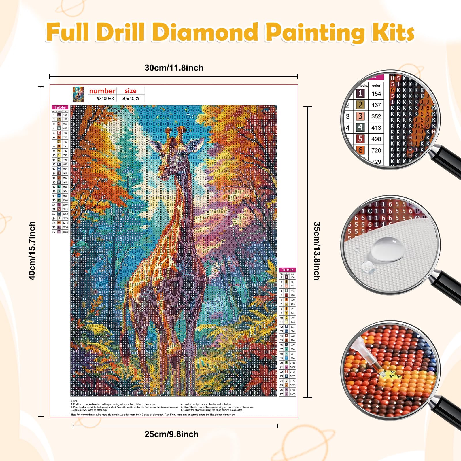 HEIBAGO 5D Diamond Painting Kits for Adults DIY Giraffe Full Drill Diamond Art Painting Kits - Image 2