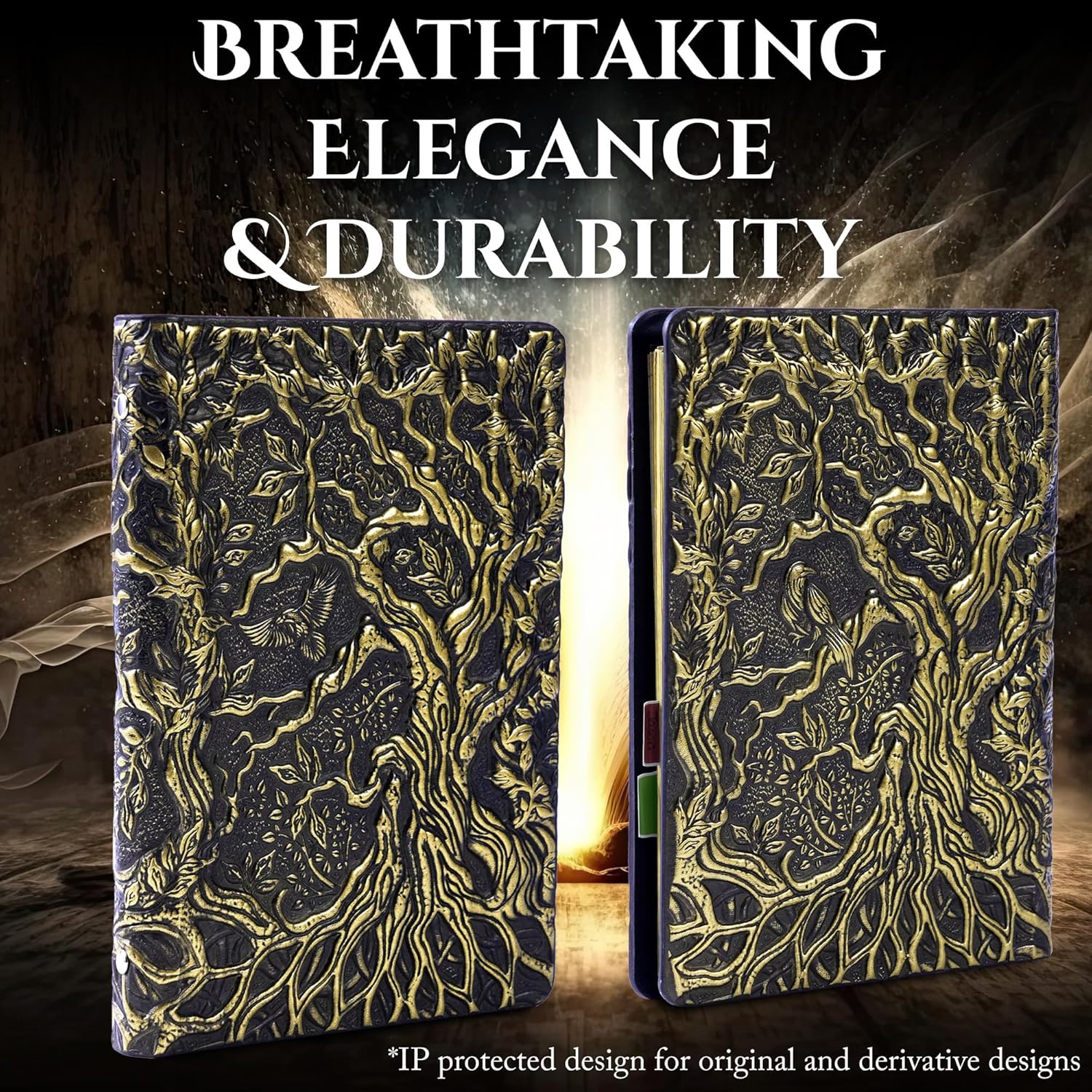 DND Notebook Journal Refillable Binder - A5 Story Forge 400 Pages (200 Sheets) with Breathtaking 3D Tree of Life Design - Perfect for Dungeons and Dragons (D&D) with Bonus Tabs and Ruler (Bronze)