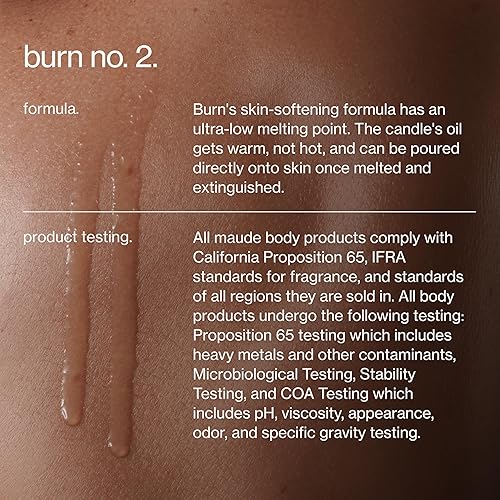 Vista 19 de Maude Burn No. 0 - Vela de masaje de aceite de jojoba sin perfume con aceite de soja hidratante y suavizante para la piel, parabenos, crueldad +