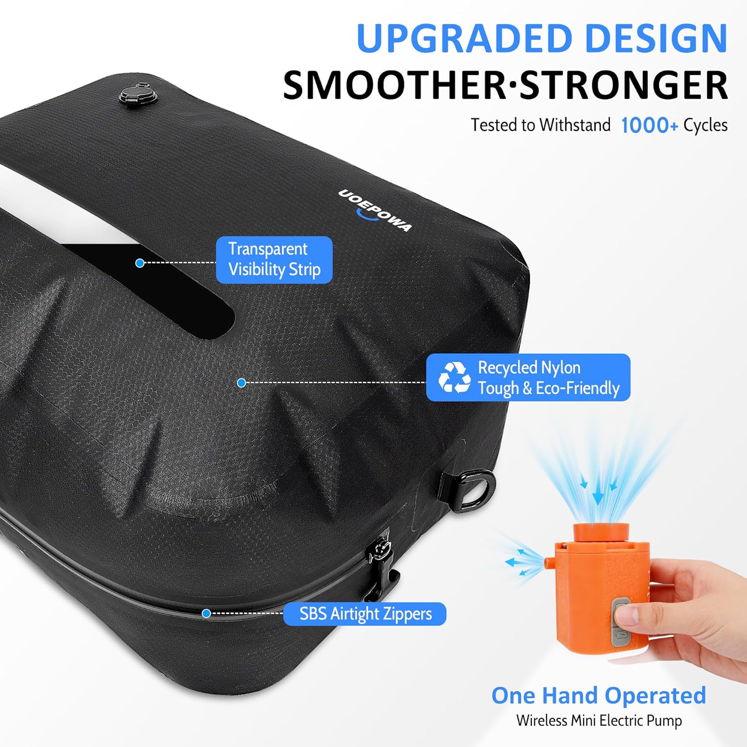 Travel Vacuum Bags with Pump – 33L Vacuum Seal Bags for Clothing, IPX8 Waterproof Vacuum Storage Bags with Handle for Luggage, Backpack, Suitcase, Home & Outdoor 2pack (Black)