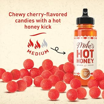 Snak Club Mikes Hot Honey Bombs Chewy Candy, Cherry Candy with Sweet Heat, Soft Candies, Unique Snacks, 8 oz Family Size Bag