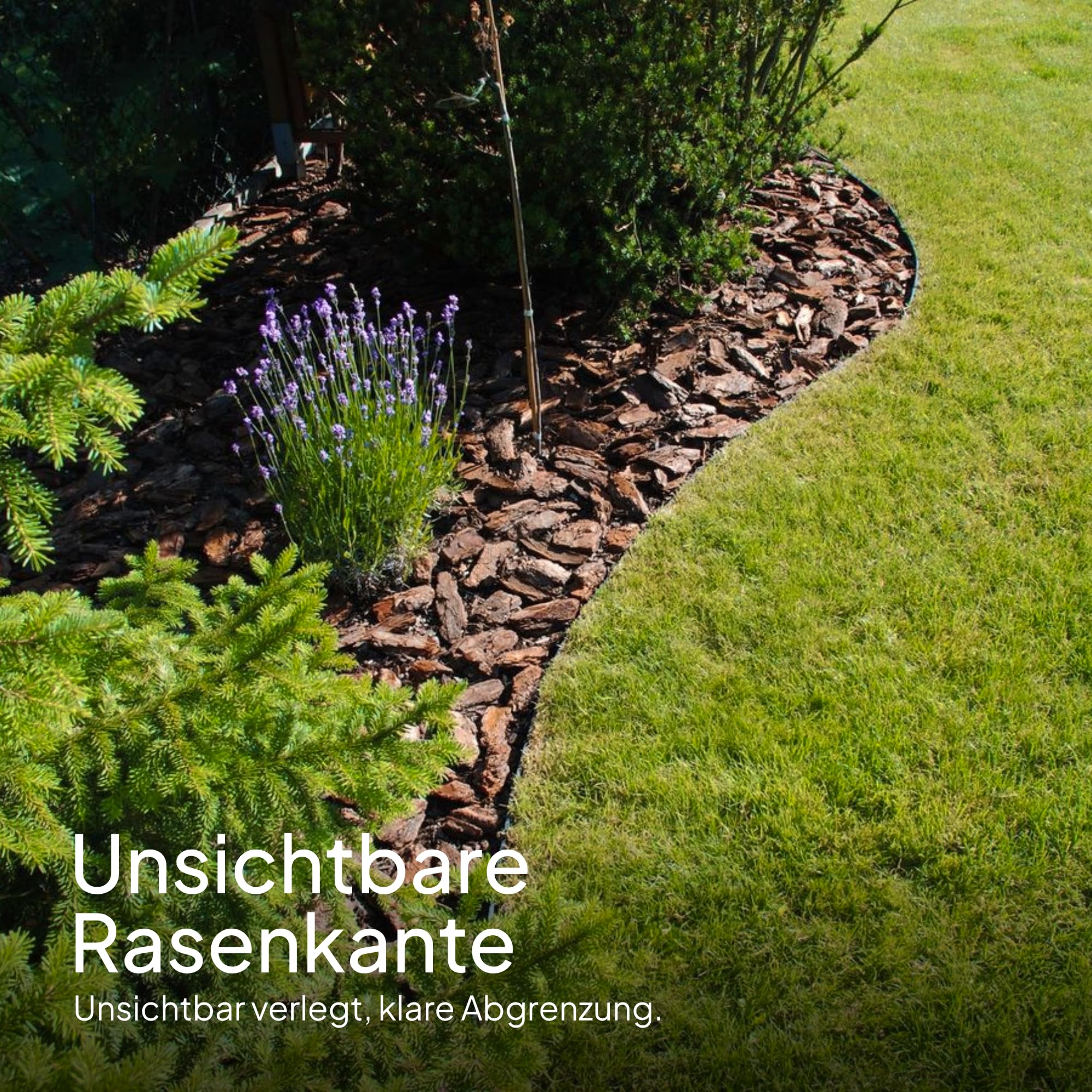 Flexible Rasenkante Kunststoff (20 m, schwarz) - Robustes Stay-in-Place Design - Sehr Gut zu Verarbeiten, Min. 30 Jahre Lebensdauer, Unsichtbar - Beeteinfassung aus 100% recyceltem Plastik