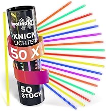 molinoRC 50x Knicklichter Party Set - [EXTRA HELL] - Knicklichter Kinder - 50 Verbinder für Armringe + Figuren - Perfekt für Geburtstag, Party, Festival - Leuchtstäbe, Glow Sticks